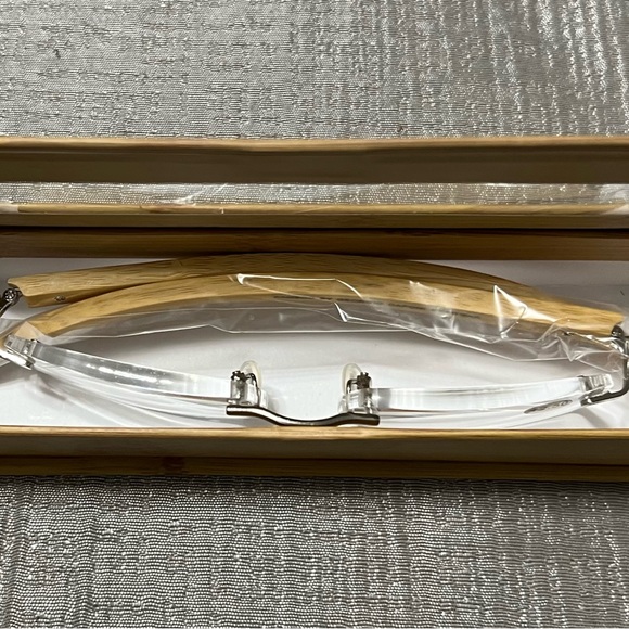 BRAND NEW Bamboo Rimless Reader Glasses by Georgio Caponi - +1.0 w/Bamboo Case - Picture 8 of 9